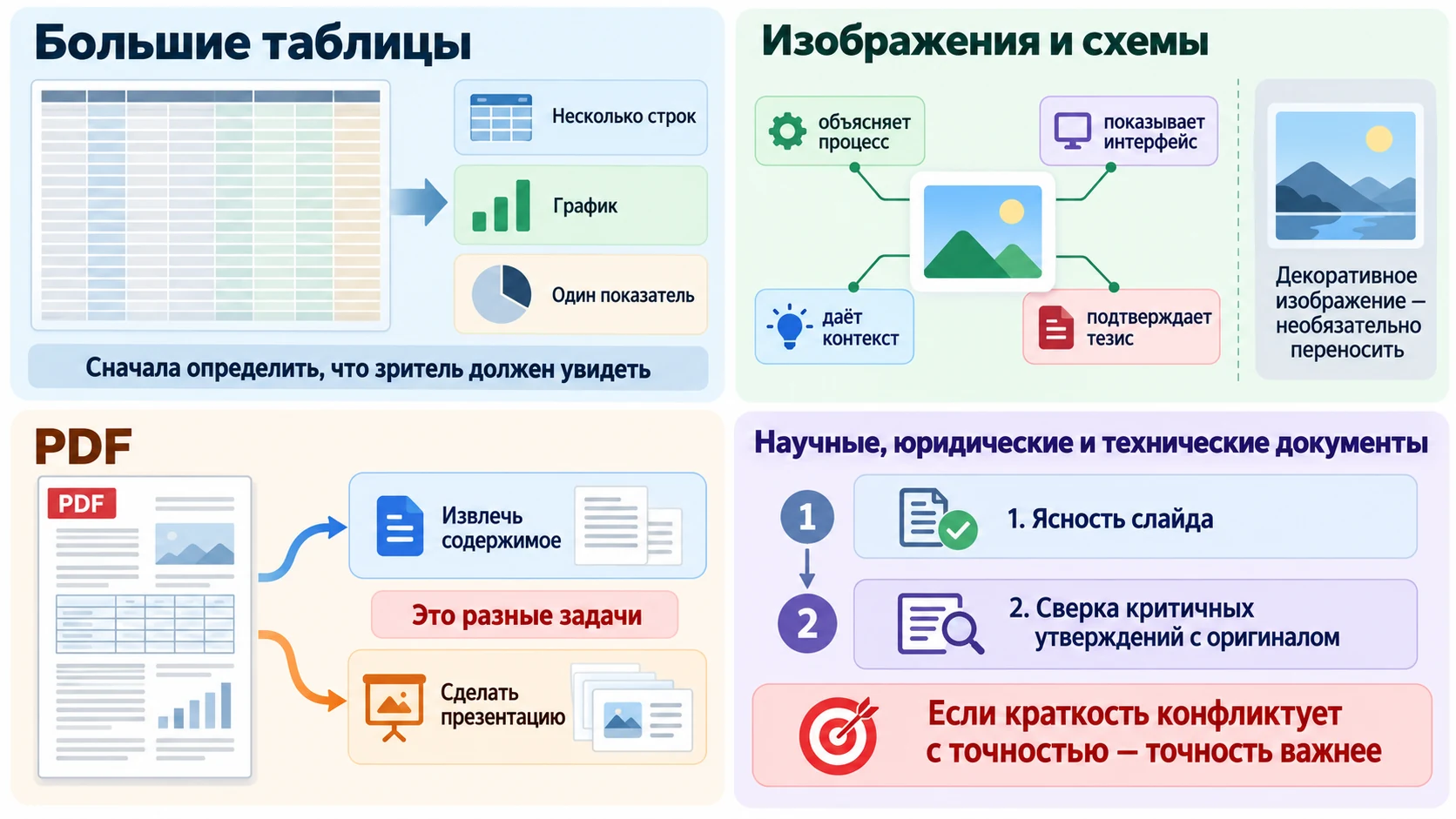 Правила работы с таблицами, изображениями, PDF и точными документами
