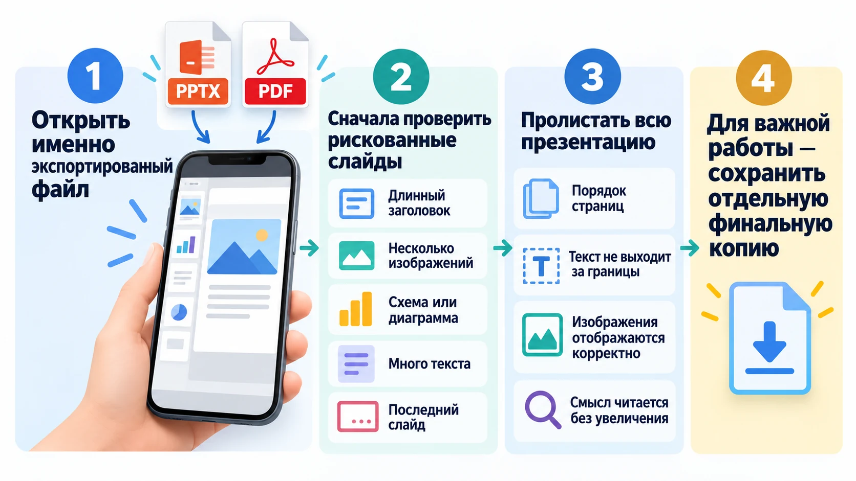 Чек-лист проверки PPTX или PDF после сохранения