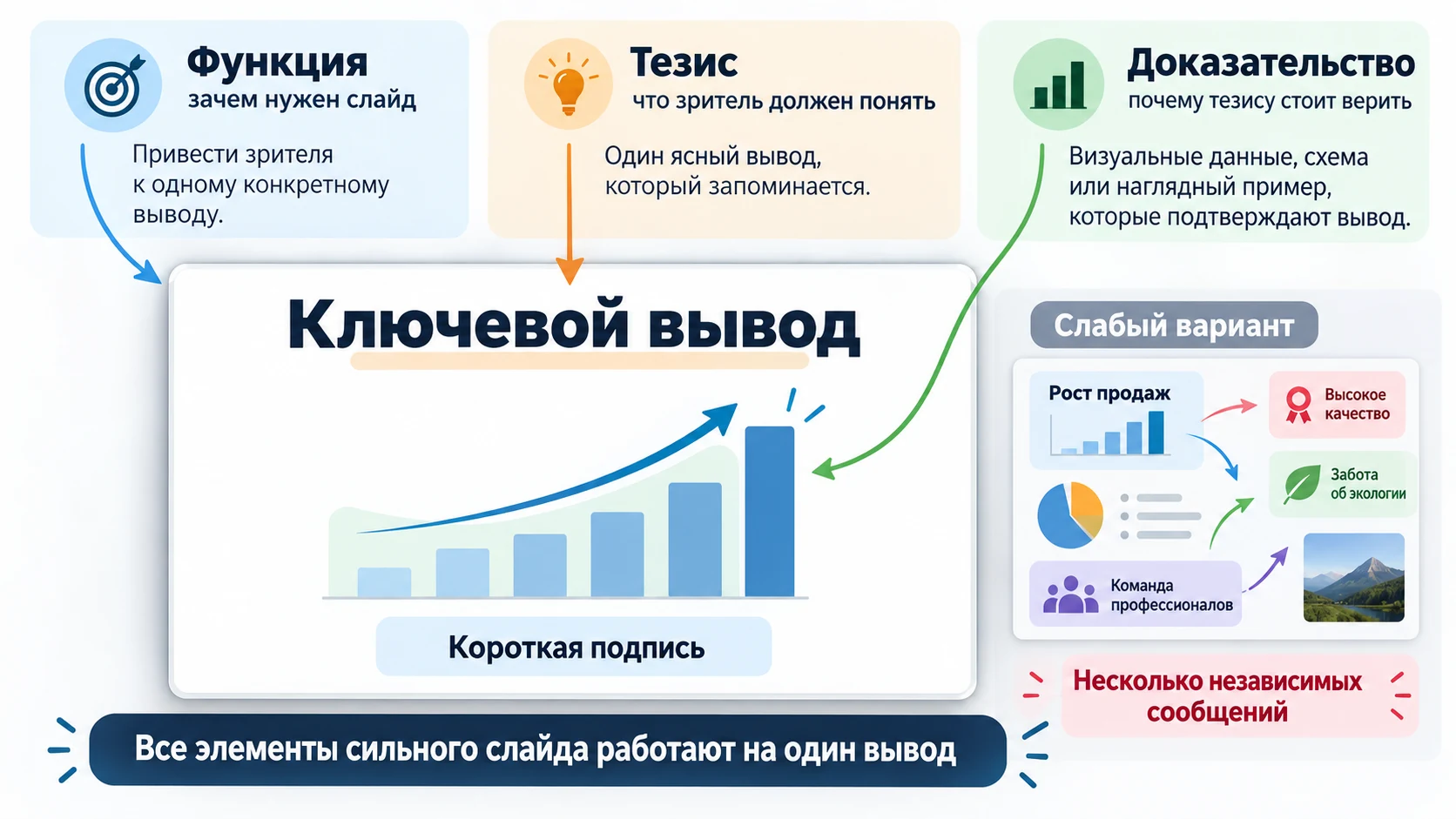 Схема функции, тезиса и доказательства на одном слайде